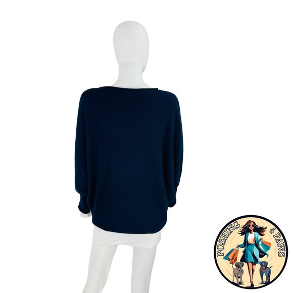 Quince | NEW Navy 100% Cashmere Batwing Knit Relaxed Fit Sweater Size One Size - Picture 5 of 8